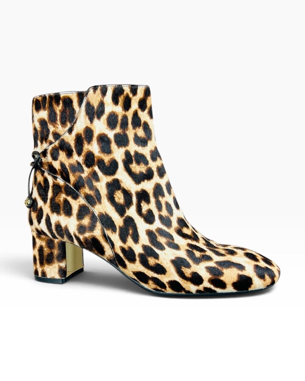 Tory Burch Laila Leopard Calf Hair Block Heel Ankle Booties Size 6.5 Box